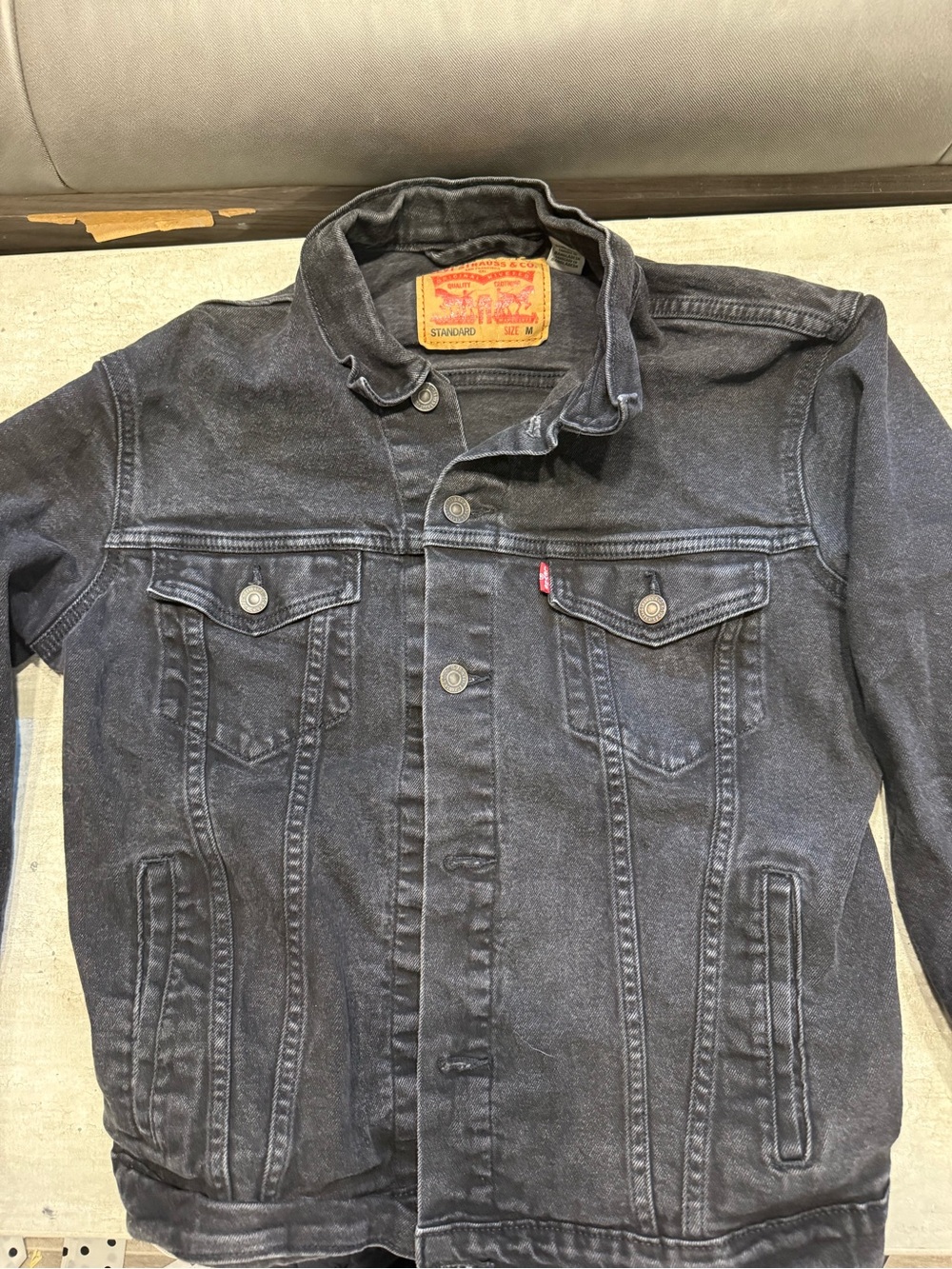 Levi's Black Washed Denim Trucker Jacket - Men's